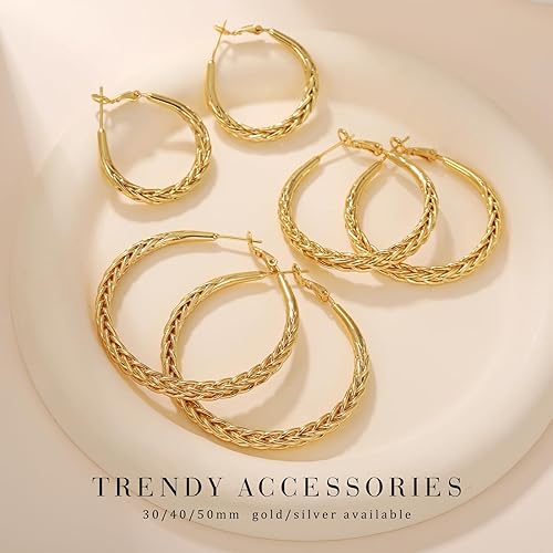 Miniatura 7 de Senteria Silver Hoop Earrings for Women Hypoallergenic 925 Sterling Silver Post Hoop Earrings Lightweight Large Silver Hoop Earrings Thick Twisted