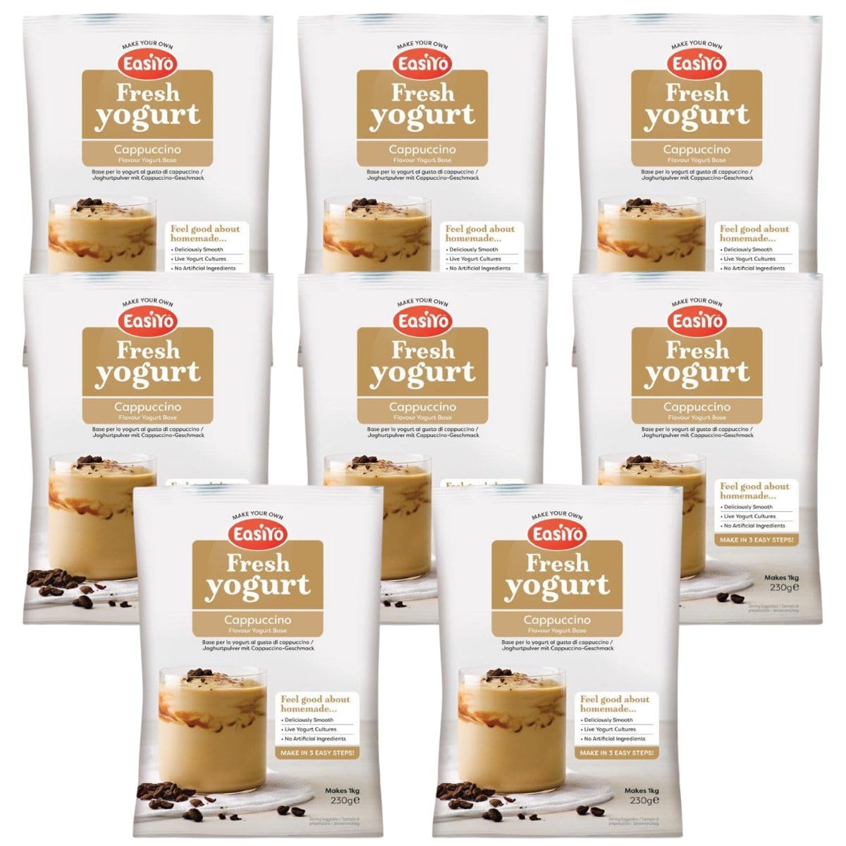 Yogurt Cappuccino, 8 Pack | Each Bag Makes 1 kg Yoghurt