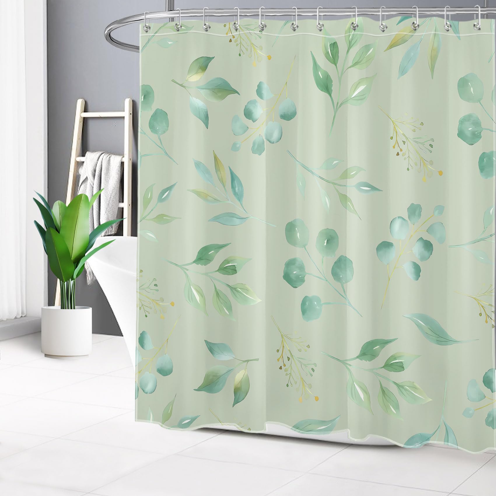 Cortina De Ducha Hojas Verdes Limón – Cortina De Baño 180 X 180 Cm Incluye Nbsp 12 Ganchos 96907570