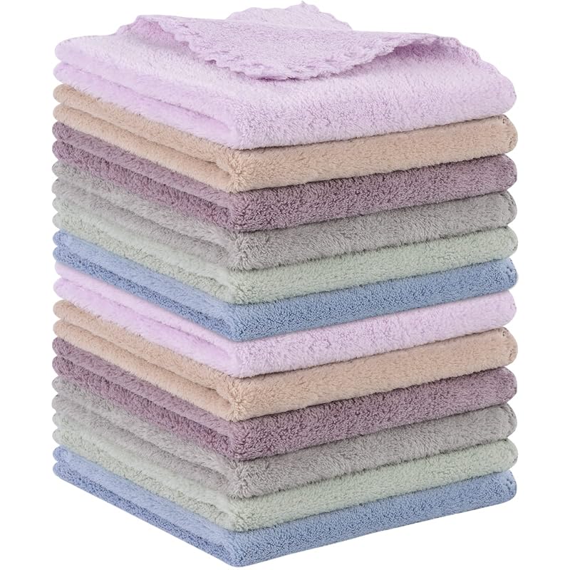 SUNLAND Pano de Microfibra para o Rosto 30,48 cm x 30,48 cm, Pacote com 12, Cores Sortidas
