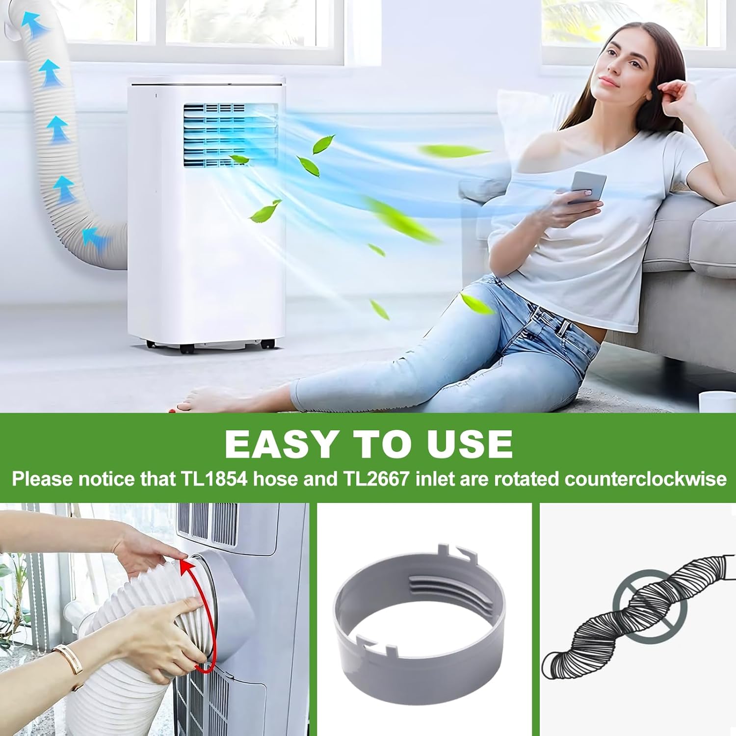TL2667 HOSE Inlet for Delonghi Portable Air Conditioner Exhaust Hose Connection,Replaces PACA140E PACC100EL PACC100 PACA110 PACCT90, 6" Diameter Air Outlet Hose Inlet for 5" Exhaust Hose