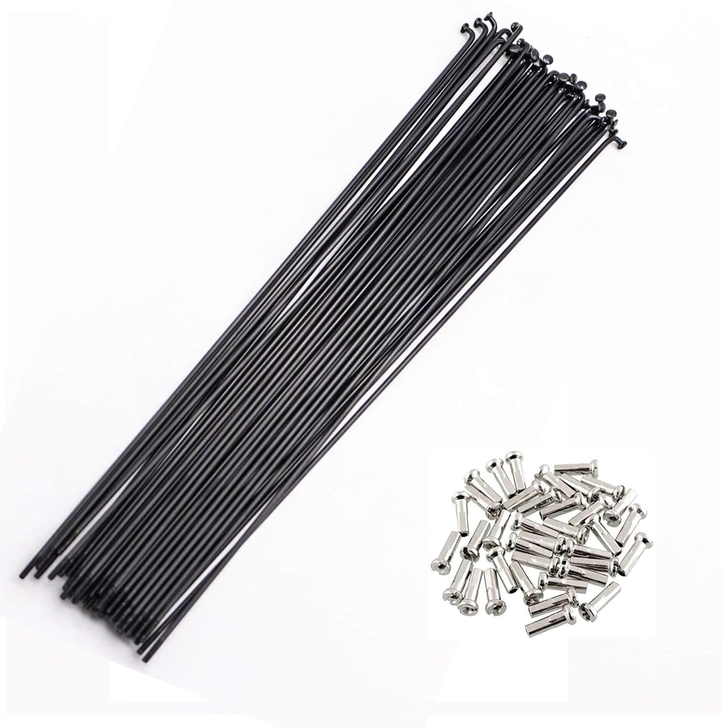 S SENQI Bicycle Spokes 14G Steel with Copper Cap Multiple sizes 36pcs Black,292mm