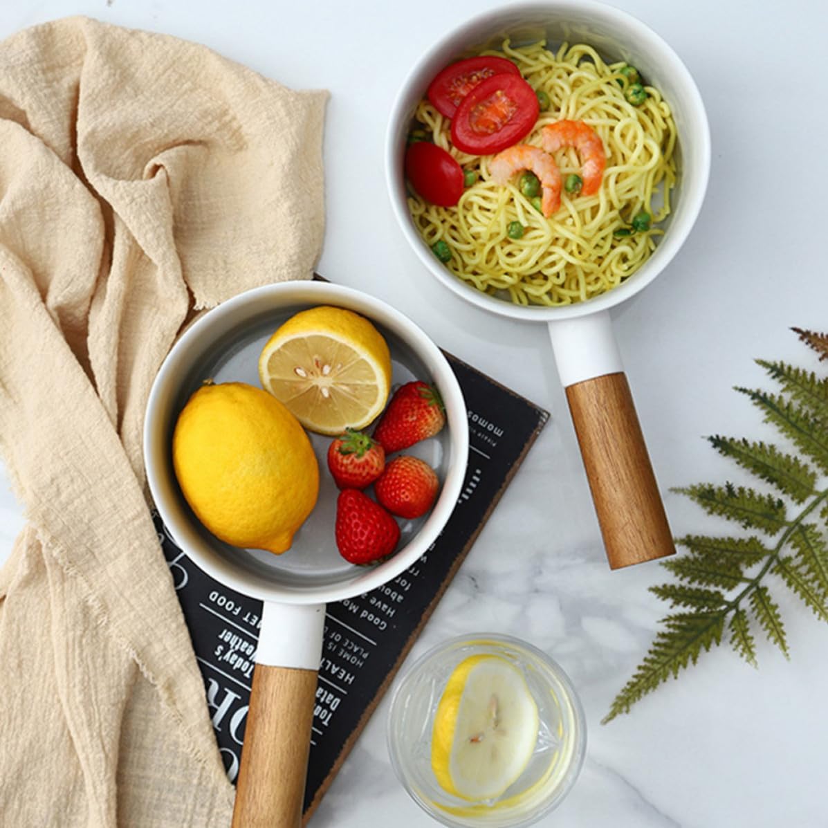 MAGICLULU Noodle Bowl Simple Design with Handle Ceramic Japanese Style Multi-function Soup and Noodles Bowl for Dining Room and Restaurant Use