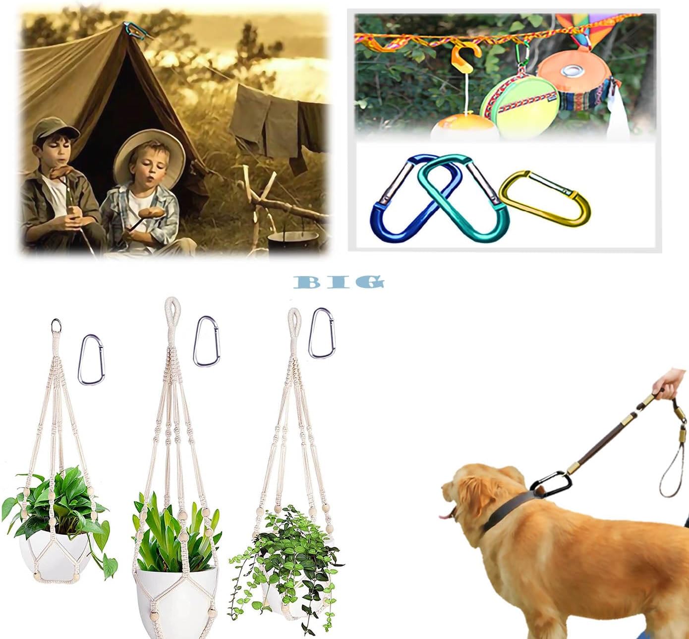 12Pcs Aluminum Carabiner D Ring, Includes Small 1.8" Carbineers, Medium 2.2" D Ring Clip, Biger 2.4" Multipurpose Carabiner Buckles (Each Size Randomly Mixed with 4 Colors). - Image 7