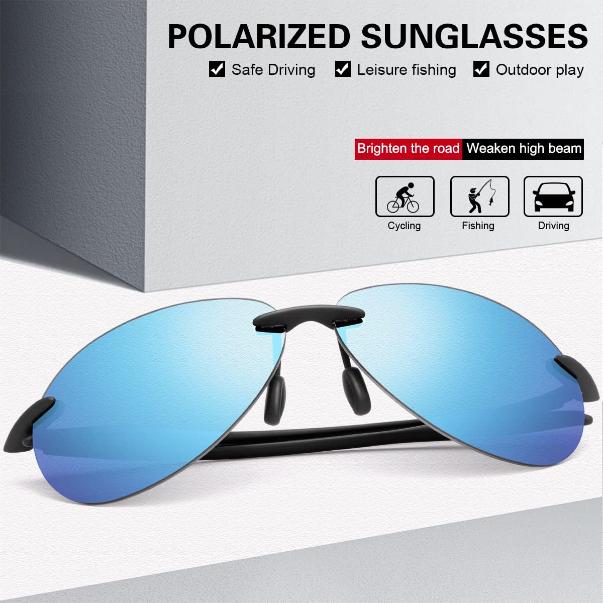 YIMI Rimless Polarized Sport Sunglasses for Men Women Driving Running Fishing Glasses Anti Glare Shades UV Protection Eyewear - Image 3