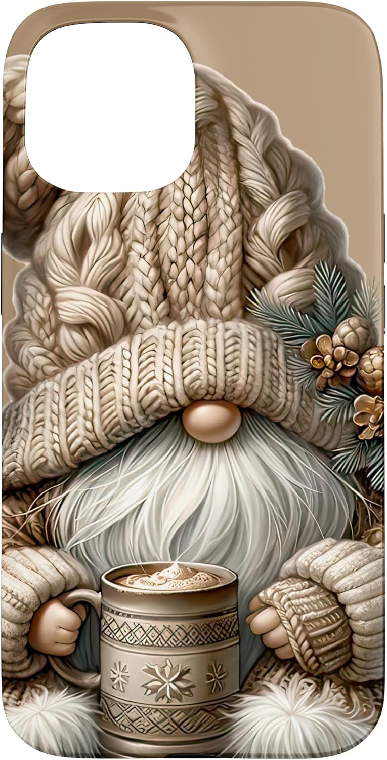 Grumpy Christmas Gnome Graphic With Knit Hat And Hot Cocoa Case for iPhone 14 Plus