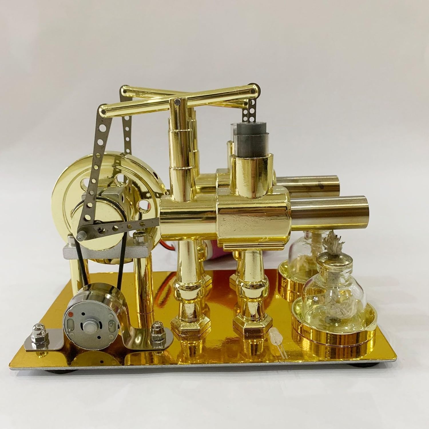 Stirling Twin-Cylinder Engine Generator - DIY Steam Engine Model for Physics Experiments