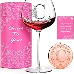 Personalized Wine Glass Gifts for Women, Custom A–Z Initial Wine Glasses, Monogrammed Birthday Gifts for Women Mom, Friend, Sister, Wife (Letter K)