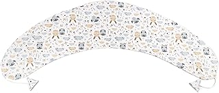Taie d'oreiller d'allaitement pour Totsy Baby Coussin d'allaitement 165 x 70 cm - Housse XXL pour Oreiller de dormeur latéral Oreiller de Grossesse Blanc avec Hiboux et Lapin