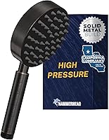 Vista 10 de HammerHead Showers® Cabezal de ducha de mano de metal sólido, negro mate, cabezales de ducha de bajo flujo de 1.75 GPM, varita rociadora de 4