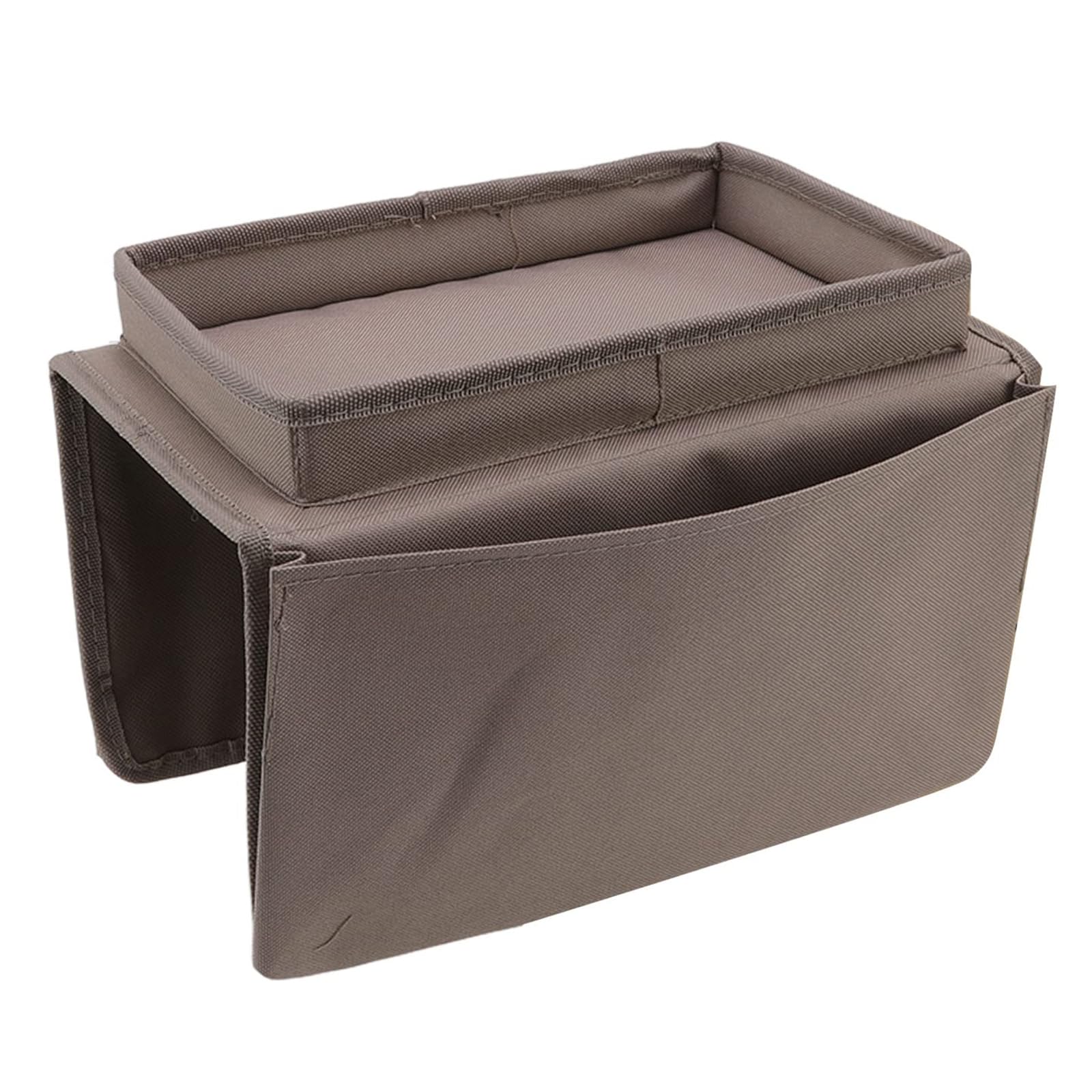 Techchii Sofa Arm Tray Organiser, Versatile Armchair Tray Waterproof Sofa Arm Chair Table Trays Non-Slip Armrest Organiser with 4 Bags for Drinks Phone Magazine Book Snacks (Brown)