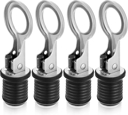 Amyhill 4 Pcs Boat Plugs Snap Handle Drain Plug for 1 Inch Diameter Marine Drain Twist Marine Boat Rubber Accessories
