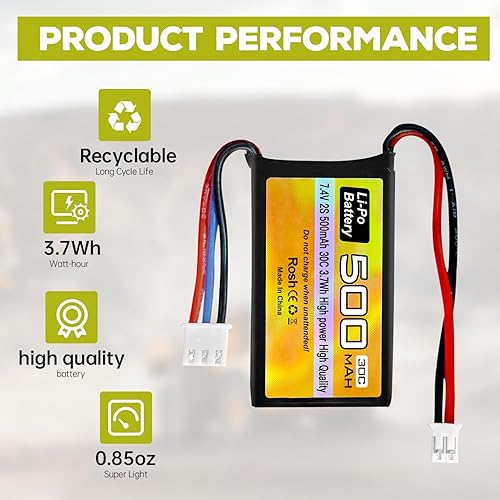 Miniatura 5 de sea jump 2 baterías de vehículo Lipo RC de 7.4 V 500 mAh 30C con enchufe PH2.0 y cargador 2 en 1 para AX24 SCX24 RC modelo de batería compatible con