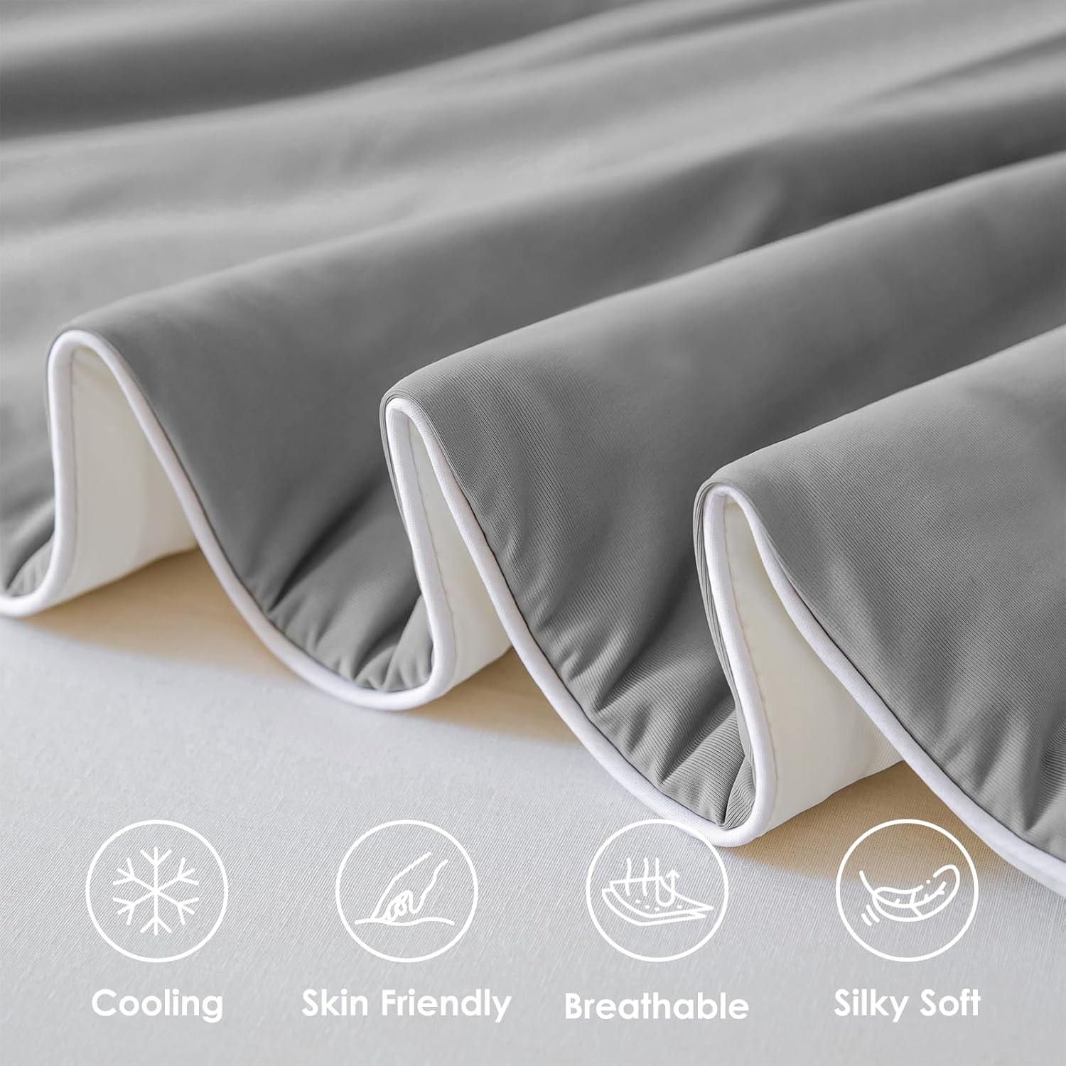 Style Quarters Cooling Comforter for Hot Sleepers and Night Sweats Queen Size, Double Sides Lightweight Breathable Summer Comforter Reversible Cool Blanket, Grey&White 90"x90" - Image 4