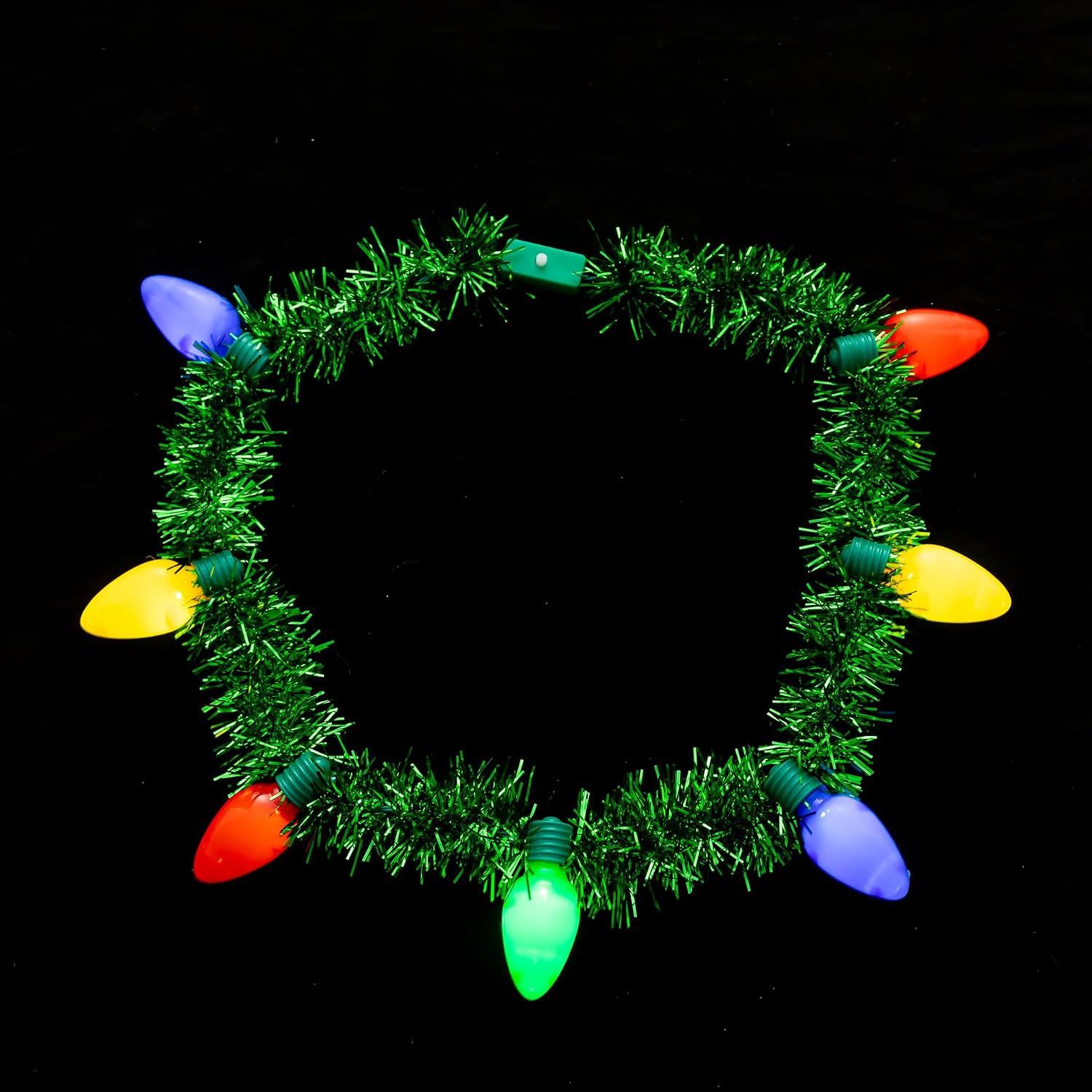 Festive Christmas Colorful LED Light Bulb Necklace for Women Men Tinsel Garland Plastic Lights Up Glow in the Dark Xmas Costume Accessories Statement Necklaces Fashion Jewelry Holiday Supplies image 4