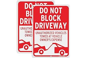 No Blocking Driveway Sign 14x10 Inches 2-Pack