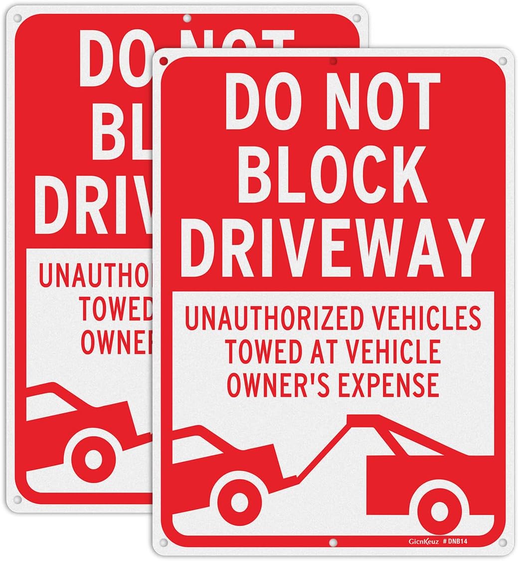 GicnKeuz Large Do Not Block Driveway Sign, 14x10 Inches
