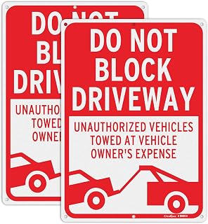 GicnKeuz Large Do Not Block Driveway Sign, 14x10 Inches Unauthorized Vehicles Will Be Towed Signs, Reflective Aluminum, Fade Resistant/Waterproof, Indoor or Outdoor Use (2-Pack)