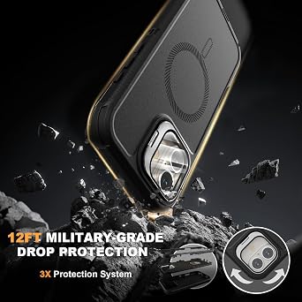 Follaroma for iPhone 16 Plus Case,Magnetic,Heavy Duty Case,6.7'',Black