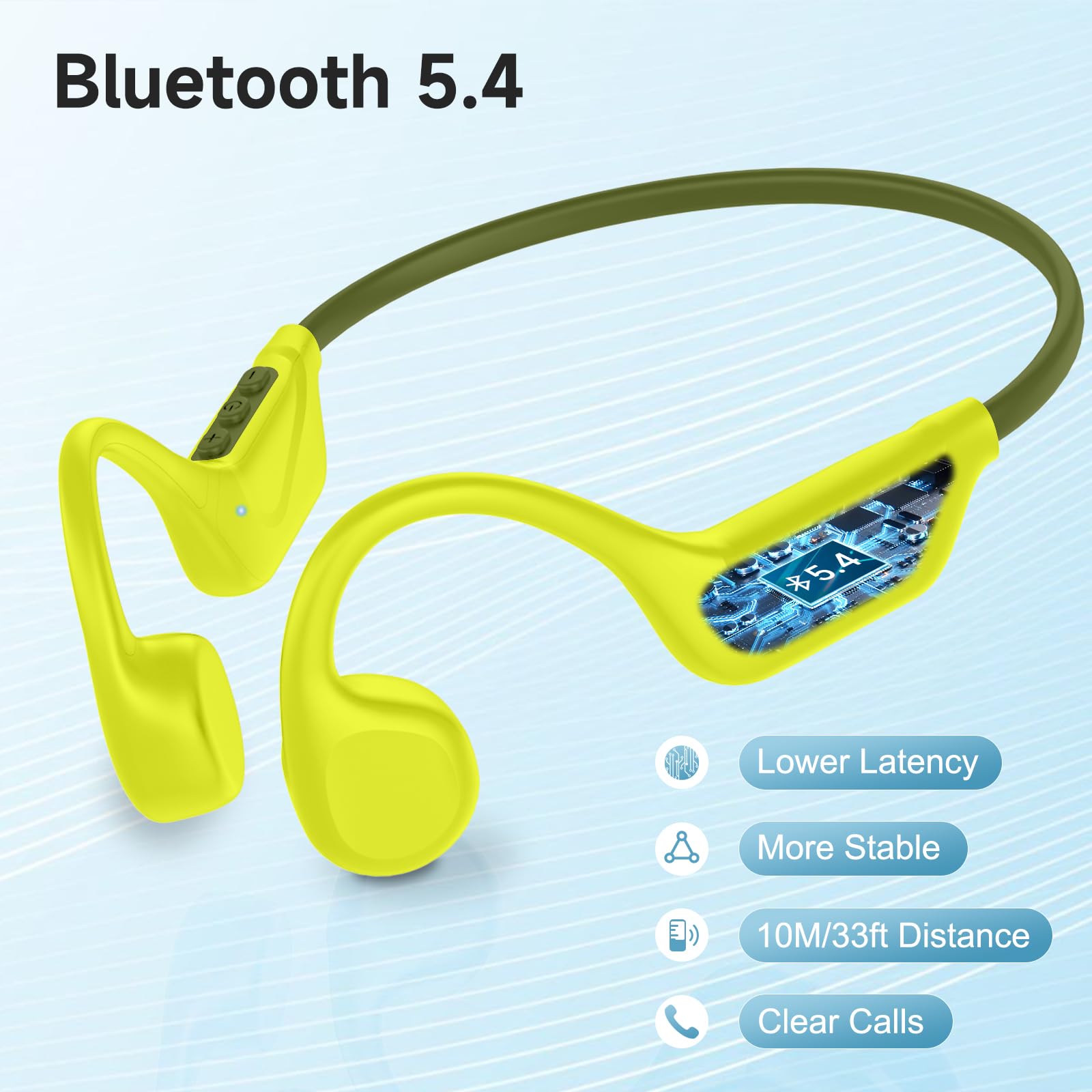 IFECCO Knochenschall Kopfhörer - Bone Conduction Headphones Bluetooth 5.4,IPX5 wasserdichte Knochenschall Headset mit Mikrofon,Sport Kopfhörer für Läufer Radfahren Fahrrad