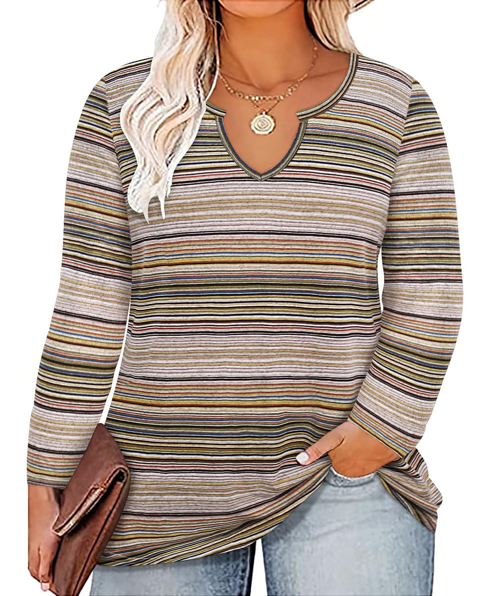 RITERA Plus Size Tops for Women Long Sleeve T-Shirt Cowl Neck Casual Blouses Fall Winter Tunics