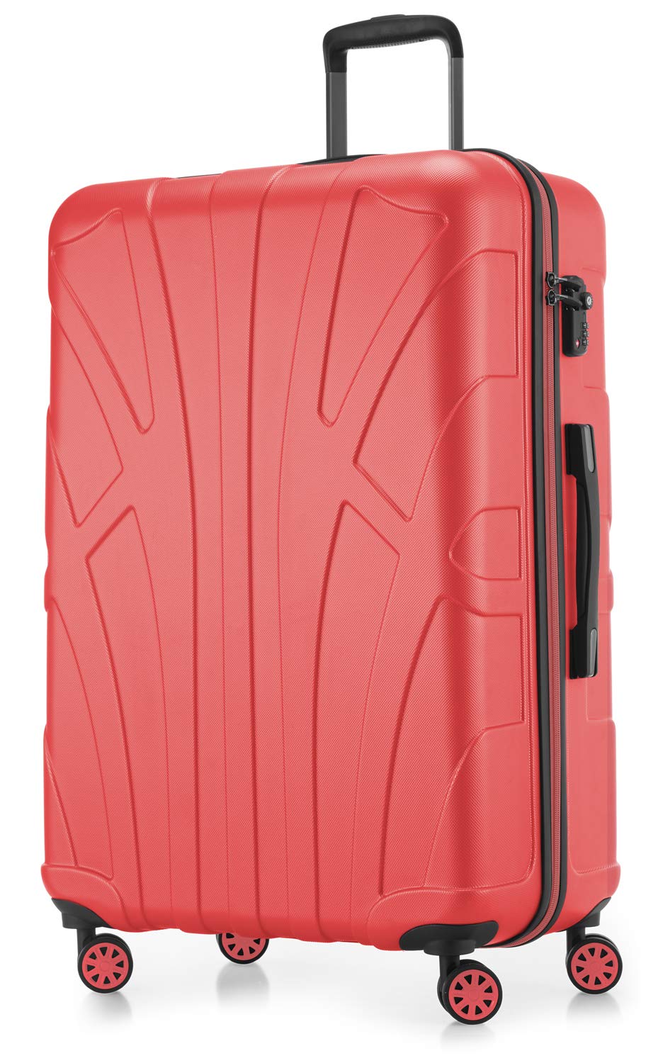 Suitline - Valigia Trolley espandible rigido grande ABS TSA 4 ruote, 76 cm, 110 litres, Corallo