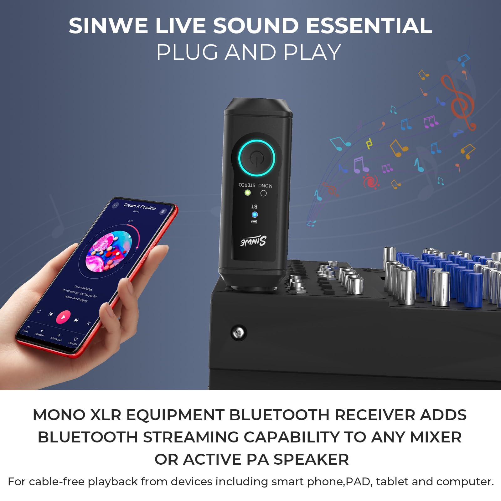 Amazon.com: SINWE XLR Bluetooth Receiver, BT5.3 24bit/48kHz Hi-Fi