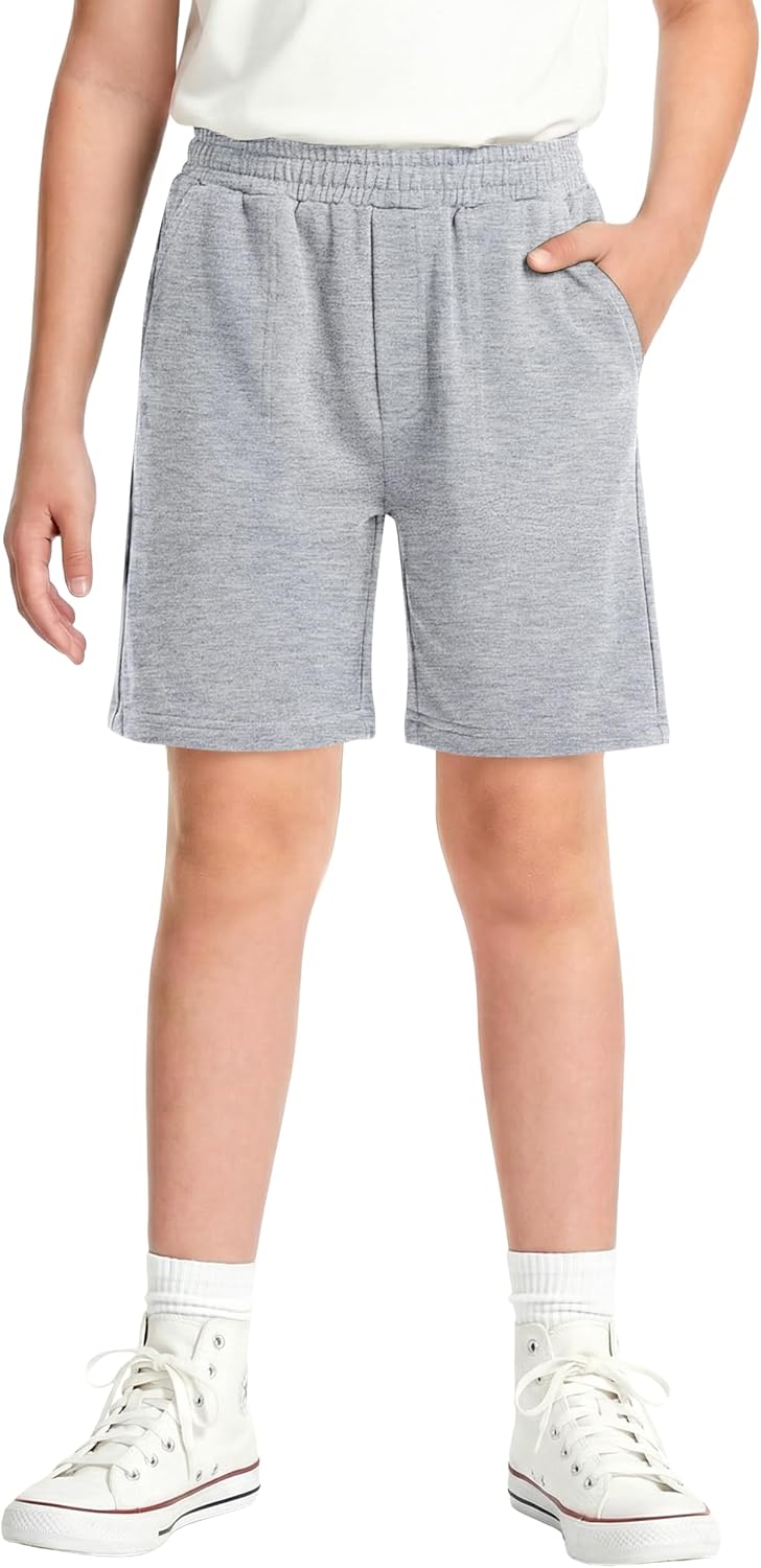 ROVENTIS Boys Cotton Athletic Shorts 95% Cotton Elastic Waist Pockets 5-14 Years