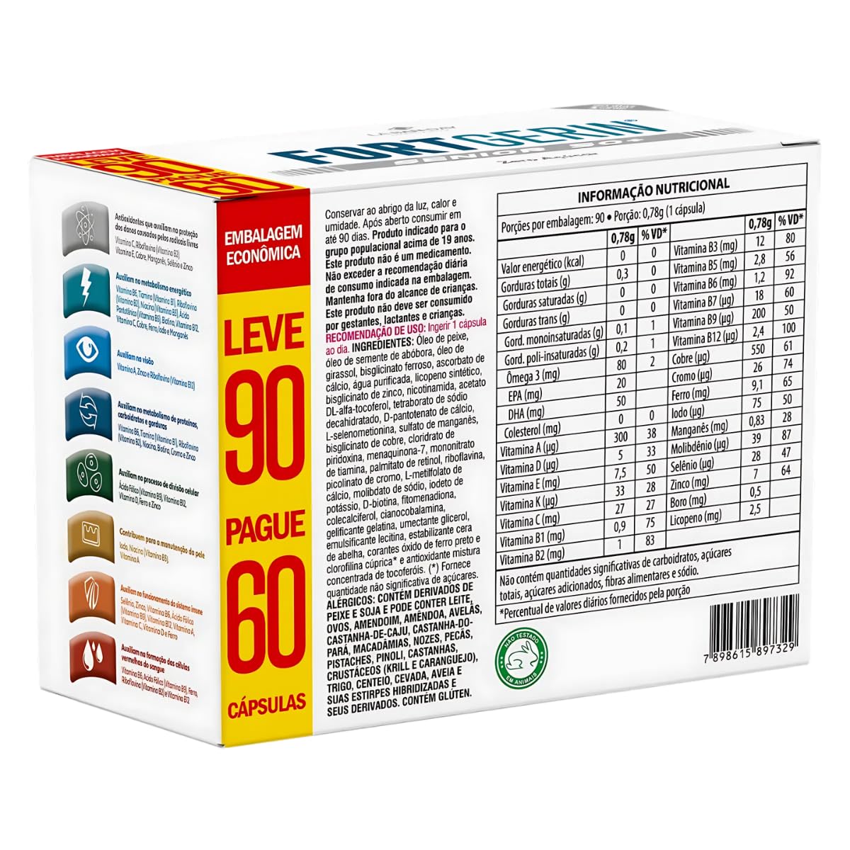 Fortgerin Senior 50+ (Leve 90 Pague 60 Cápsulas) – 13 Vitaminas e 9 minerais, Fórmula especial para homens acima de 50 anos. Contém Boro e Licopeno em promoção! Veja a oferta e mais achadinhos de Vitaminas & Suplementos 4 Hoje é o melhor dia para comprar Fortgerin Senior 50+ (Leve 90 Pague 60 Cápsulas) – 13 Vitaminas e 9 minerais, Fórmula especial para homens acima de 50 anos. Contém Boro e Licopeno com aquele preço maroto! Promoção! Aproveite a oferta! 4