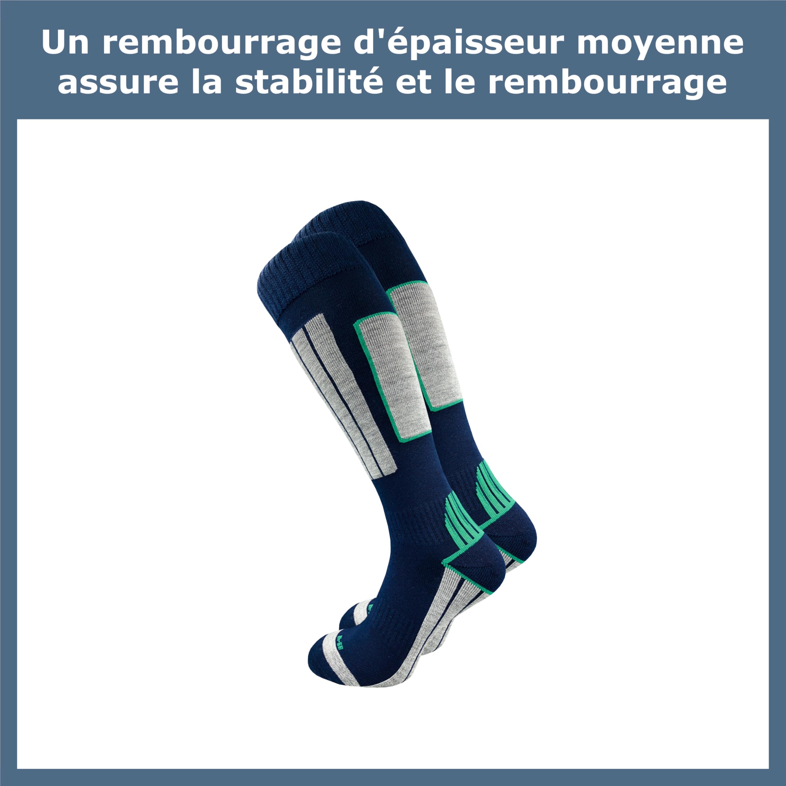 GAWILO Chaussettes de ski pour hommes avec laine chaude et rembourrage fonctionnel spécial | 4 paires