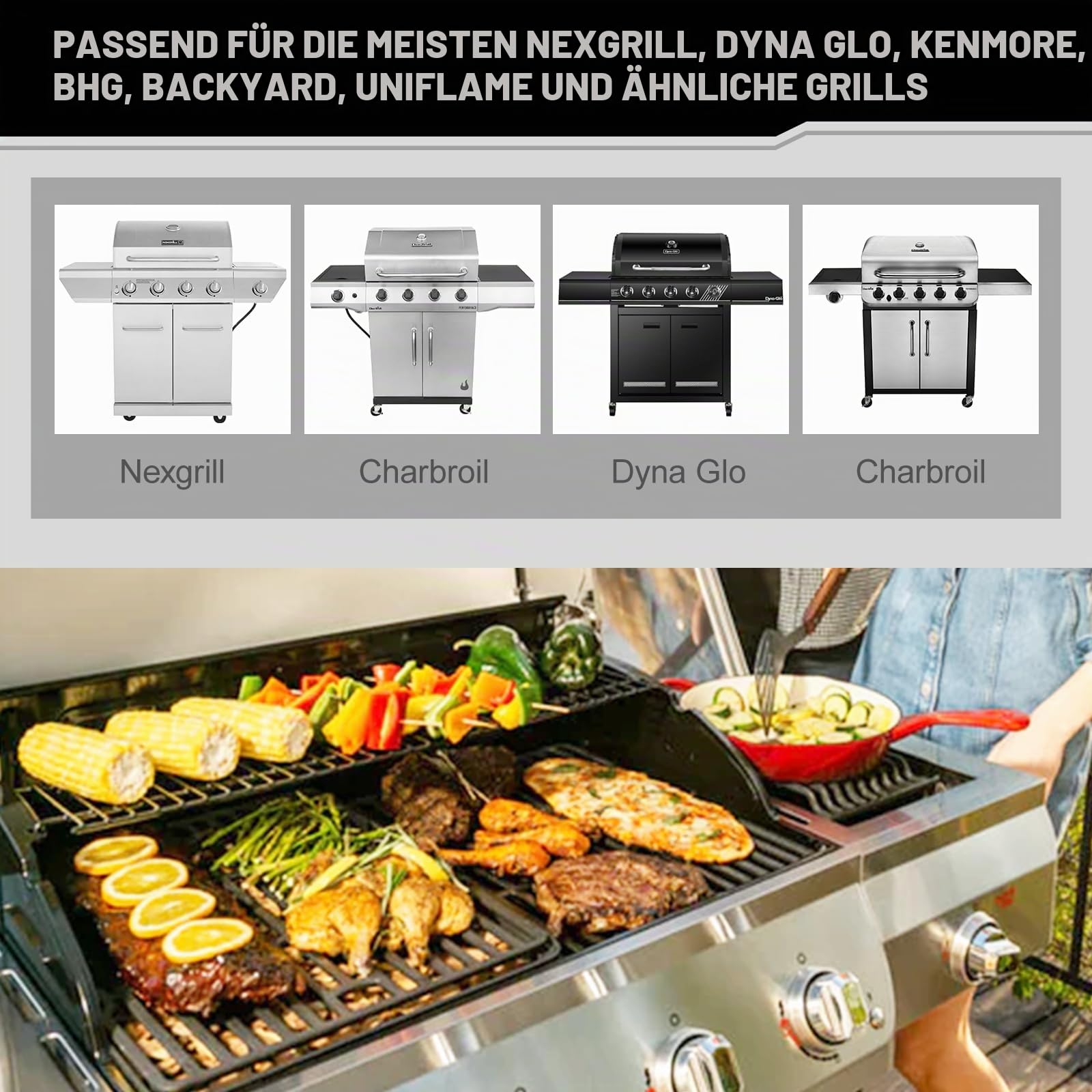 Utheer Universal Fettauffangschale, 60cm bis 80cm, Verstellbar Tropfpfanne für 3/4/5 Brenner Gasgrill von Charbroil, Dyna Glo, Nexgrill, Kenmore, Uniflame und mehr, Fettwanne mit Auffangwanne