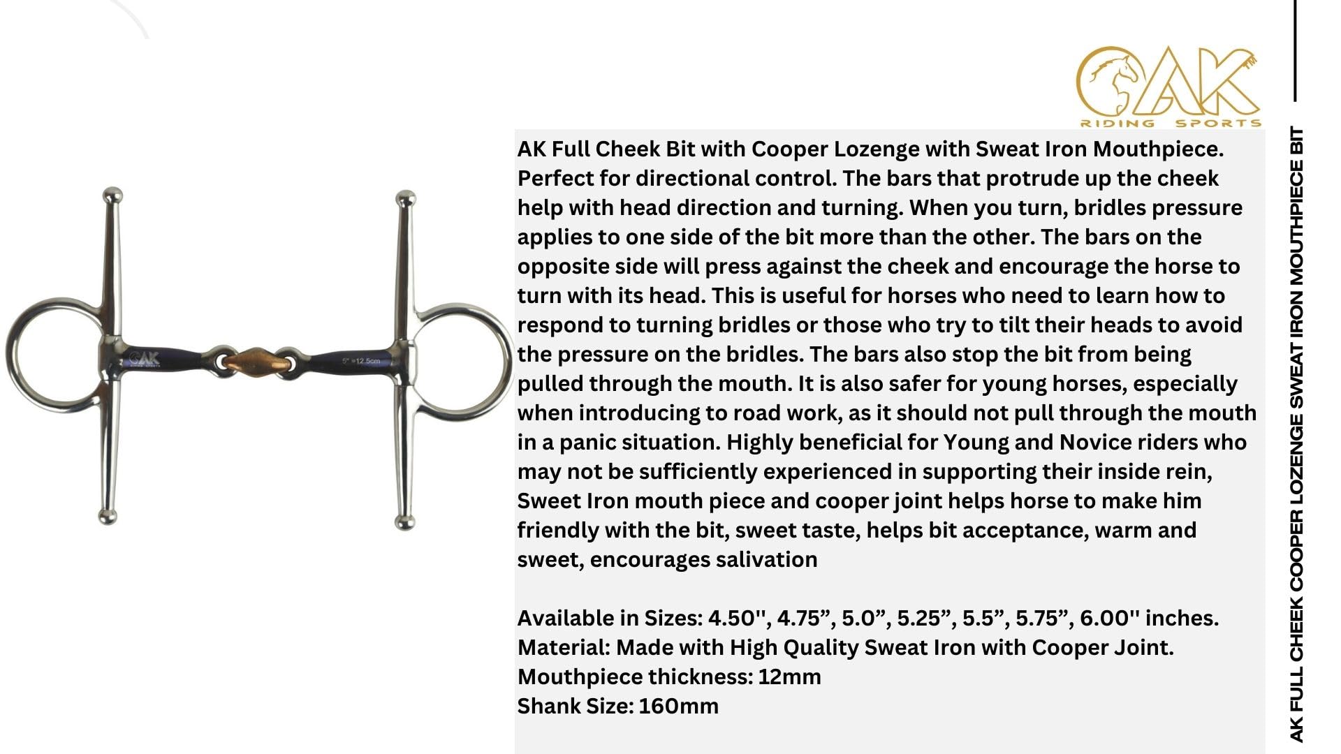 AK Full Cheek Cooper Diamond Horse Riding Bit mit Schweißeisen-Mundstück Horse Bits AKRS-2614