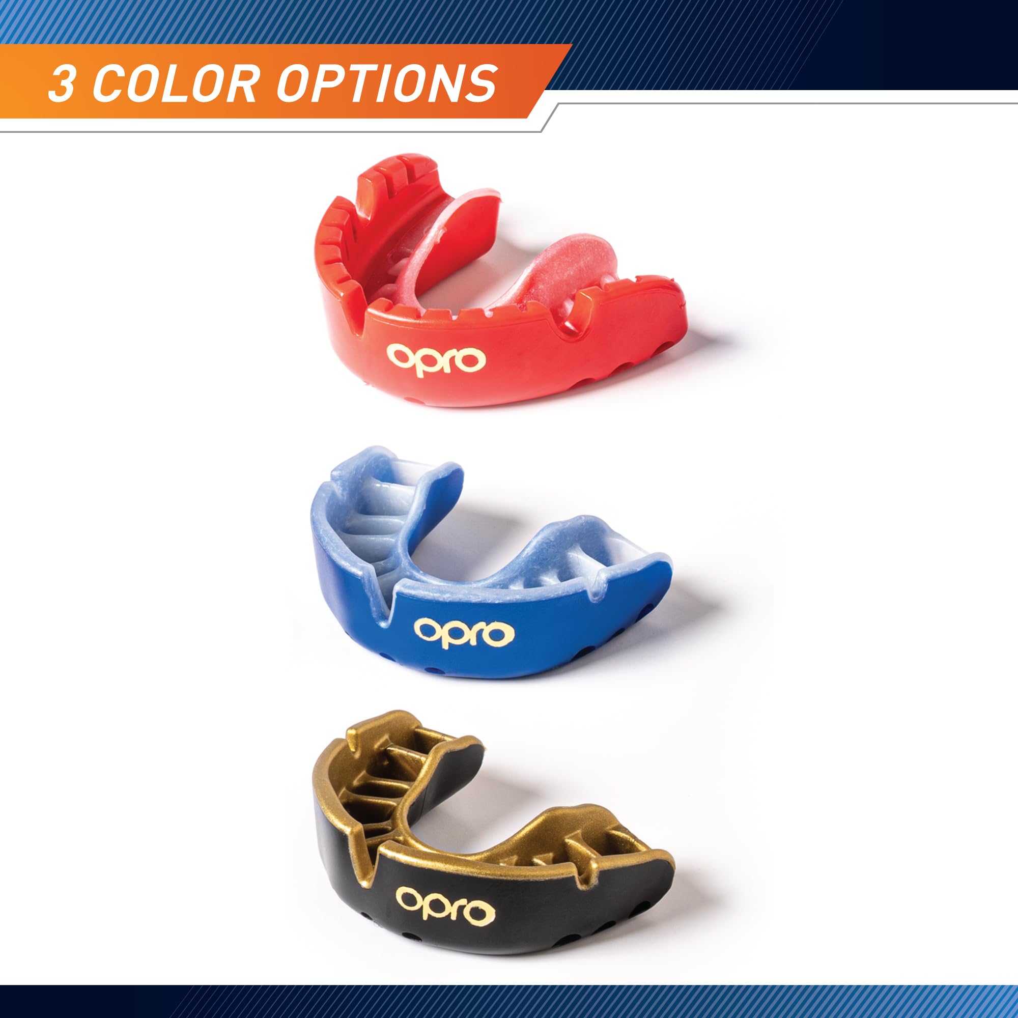 Protège-dents Opro Bronze - Pour Sports De Contact (Rugby, Hockey, MMA...) - Taille Adulte/Jeune - Avec étui - 3