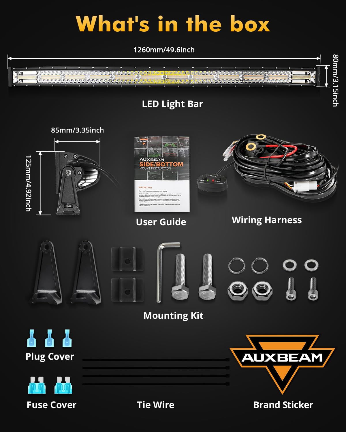 Amazon.com: Auxbeam 6 Modes Amber White Series 50 Inch Curved LED