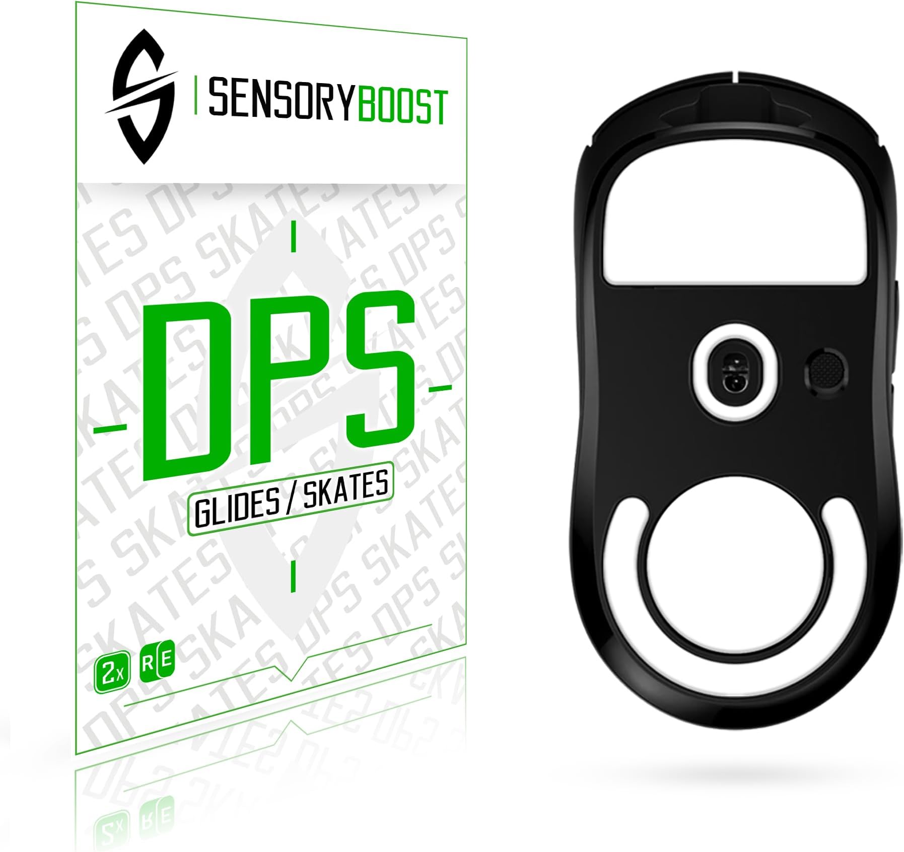 SensoryBoost DPS Glides per Razer DeathAdder V3 PRO (Confezione da 2), piedini per mouse di ricambio – bordi arrotondati, più velocità, PTFE, Vestibilità perfetta, accessori per mouse da gioco