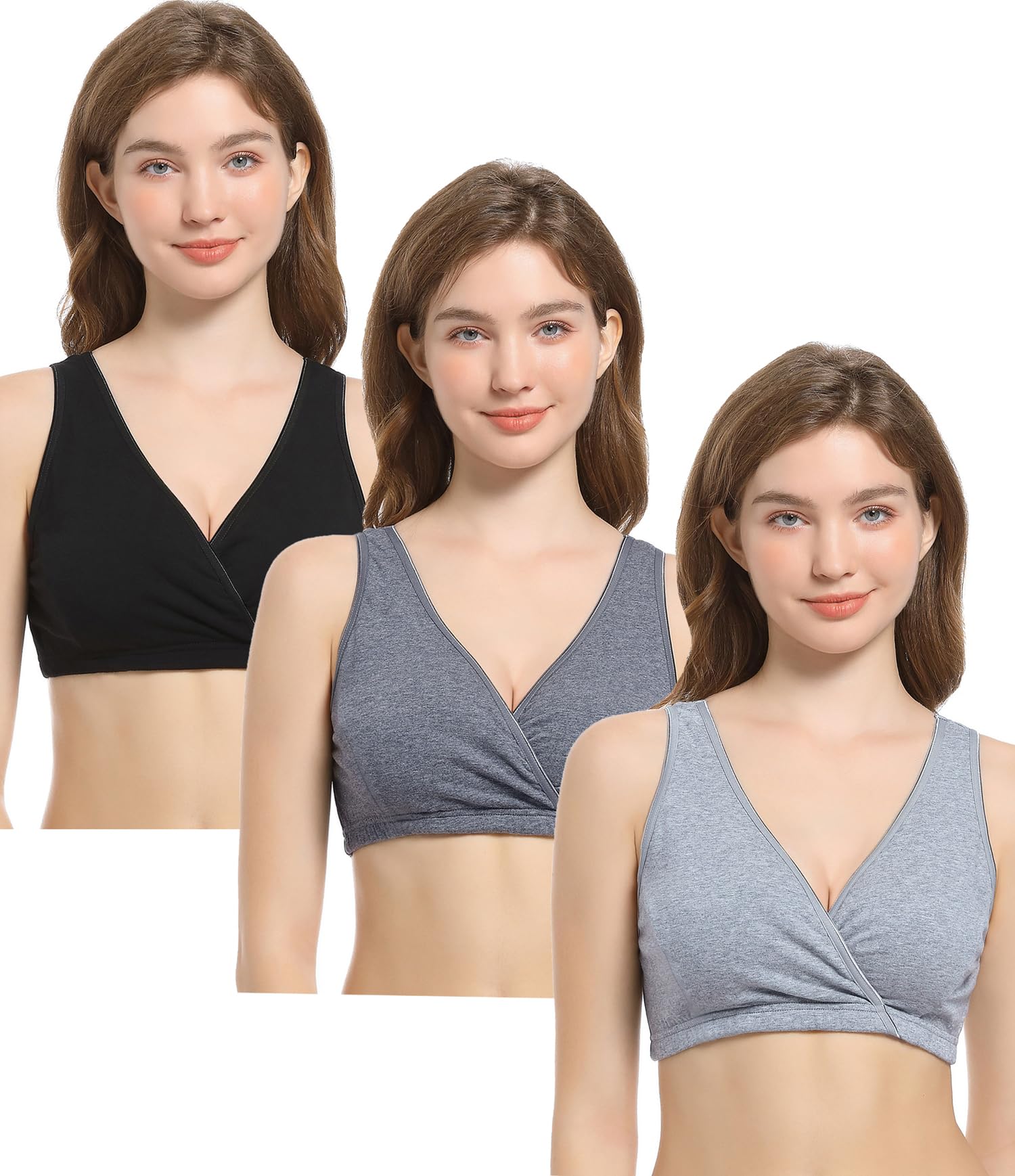 CAKYE 3-Pack Cotton Maternity Nursing Bra