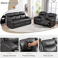 Vista 3 de Juego de Sofá Reclinable PALLOME - Juego de Sofá Reclinable, Juego de Muebles Reclinables de 2 Piezas, Sofá Reclinable de 3 Plazas y Sillón