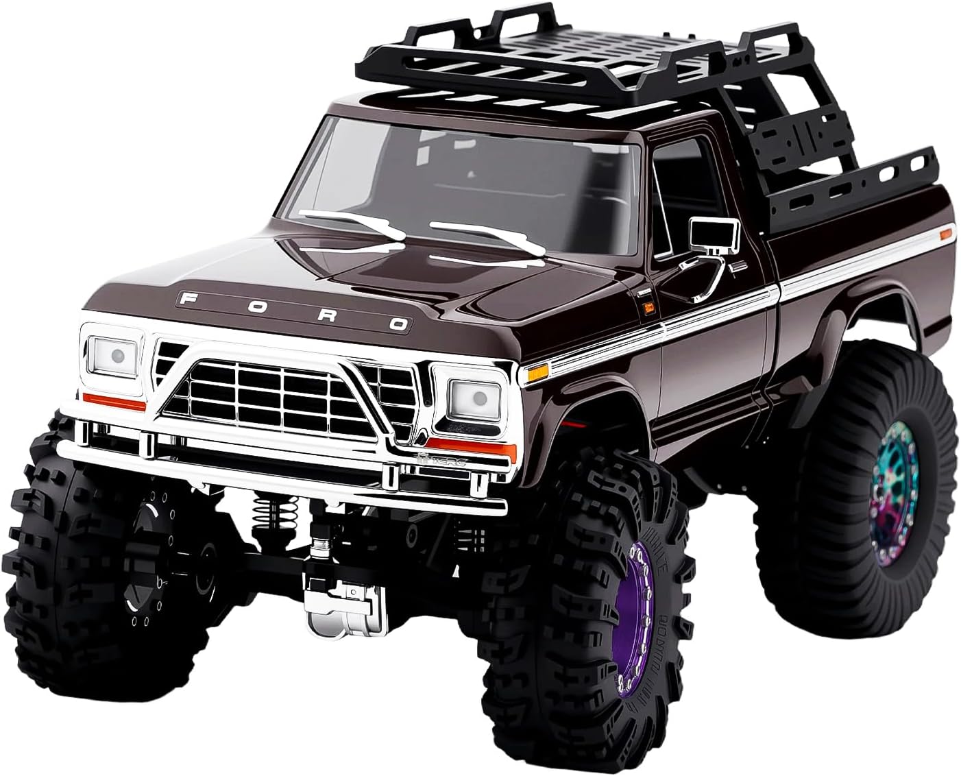 Metal Front and Rear Bumpers Set for 1/18 TRX4M F-150 High Trail Crawler Truck Upgrade,Chrome