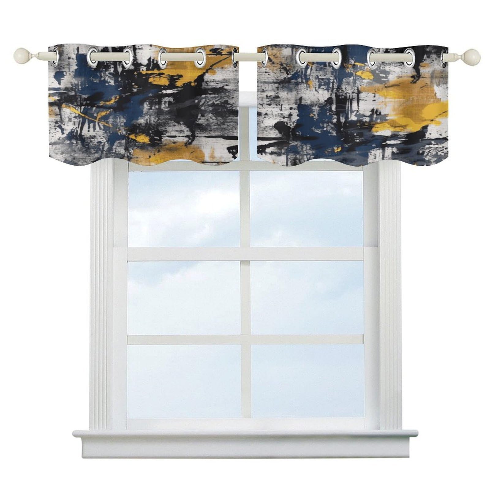 Fekiloot Style Navy Blue Color Short Curtains Valance Curtain