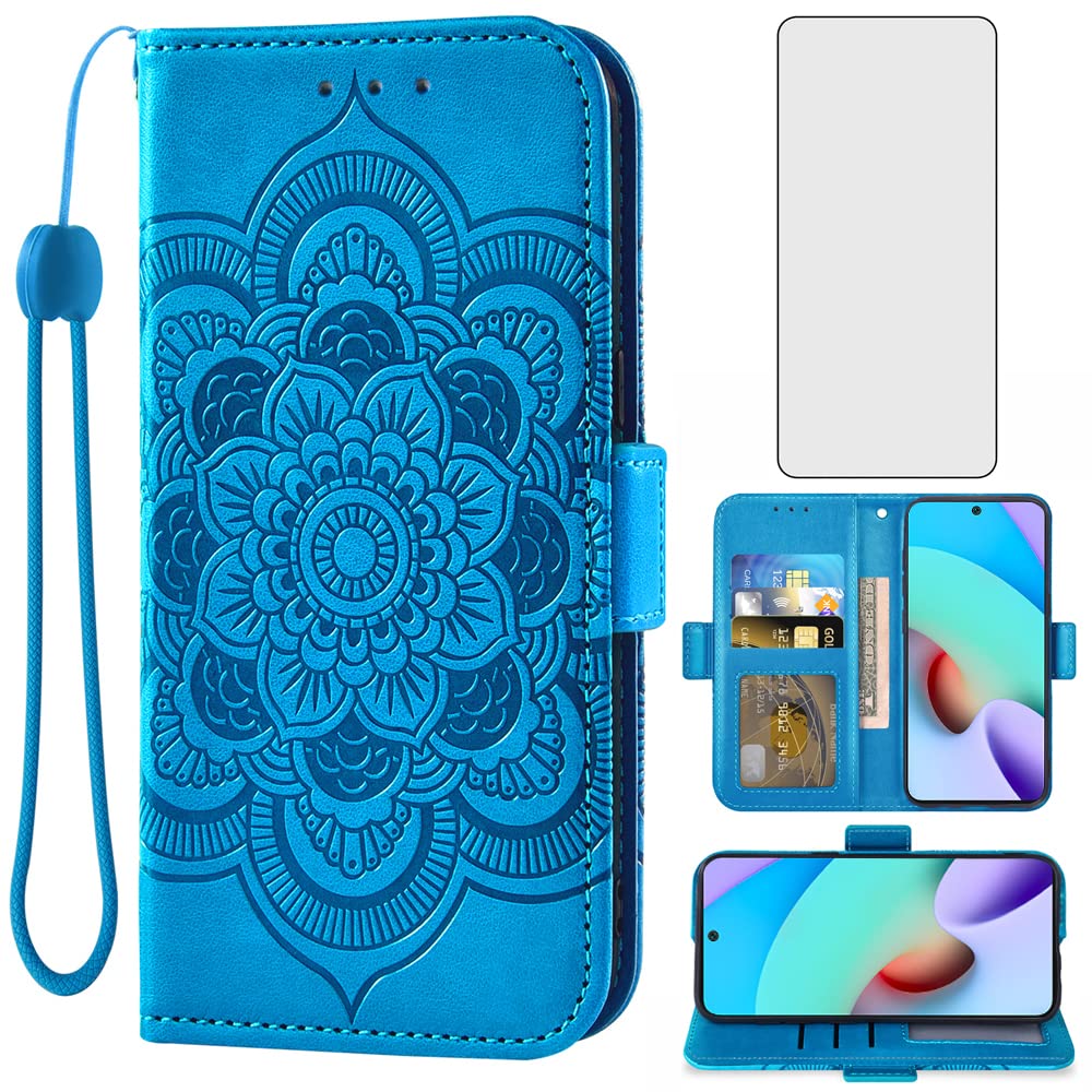 Asuwish Compatibile con Xiaomi Redmi Note 11 Pro 4G/5G Custodia a portafoglio in vetro temperato proteggi schermo e custodia a portafoglio in pelle con supporto per carte di credito Custodie per