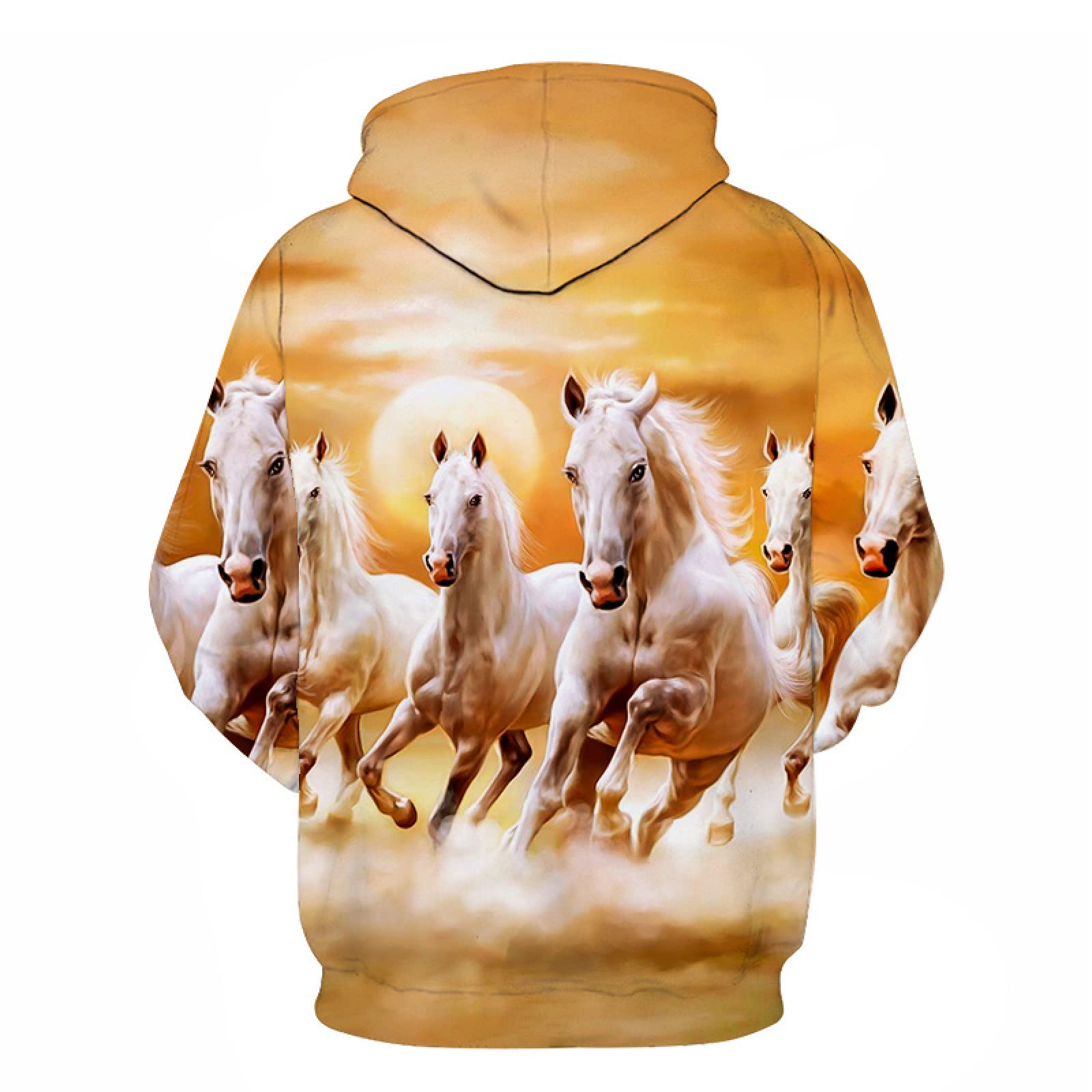 Running Horse Animal Pattern Hombres/Mujeres Sudadera con Capucha 3D Pullover Unisex Casual Sweater Student Streetwear