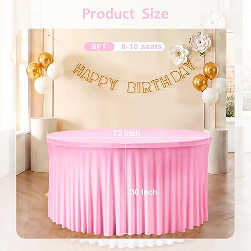 Miniatura 55 de Mantel redondo de 60 pulgadas blanco con borde elástico – Mantel ajustado sin arrugas y lavable para mesa redonda de 5 pies, mantel reutilizable