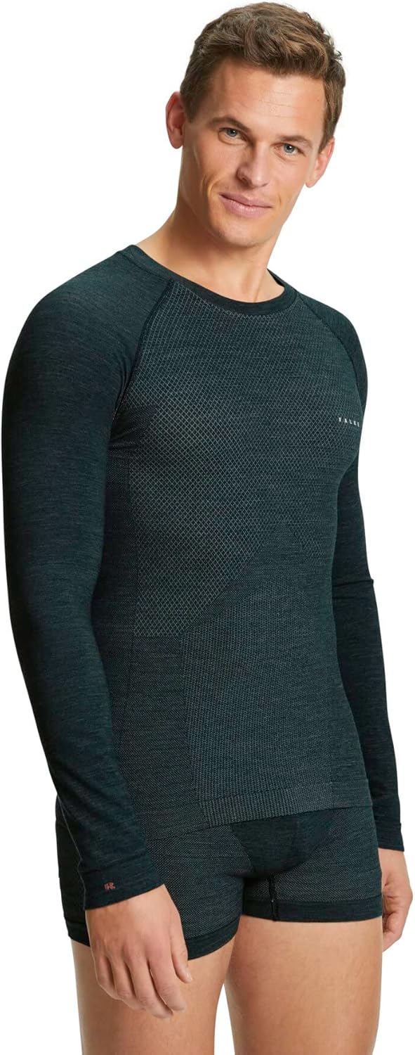 FALKE Men's Wool Tech. Light Longsleeved Base Layer Top, Hot or Cold