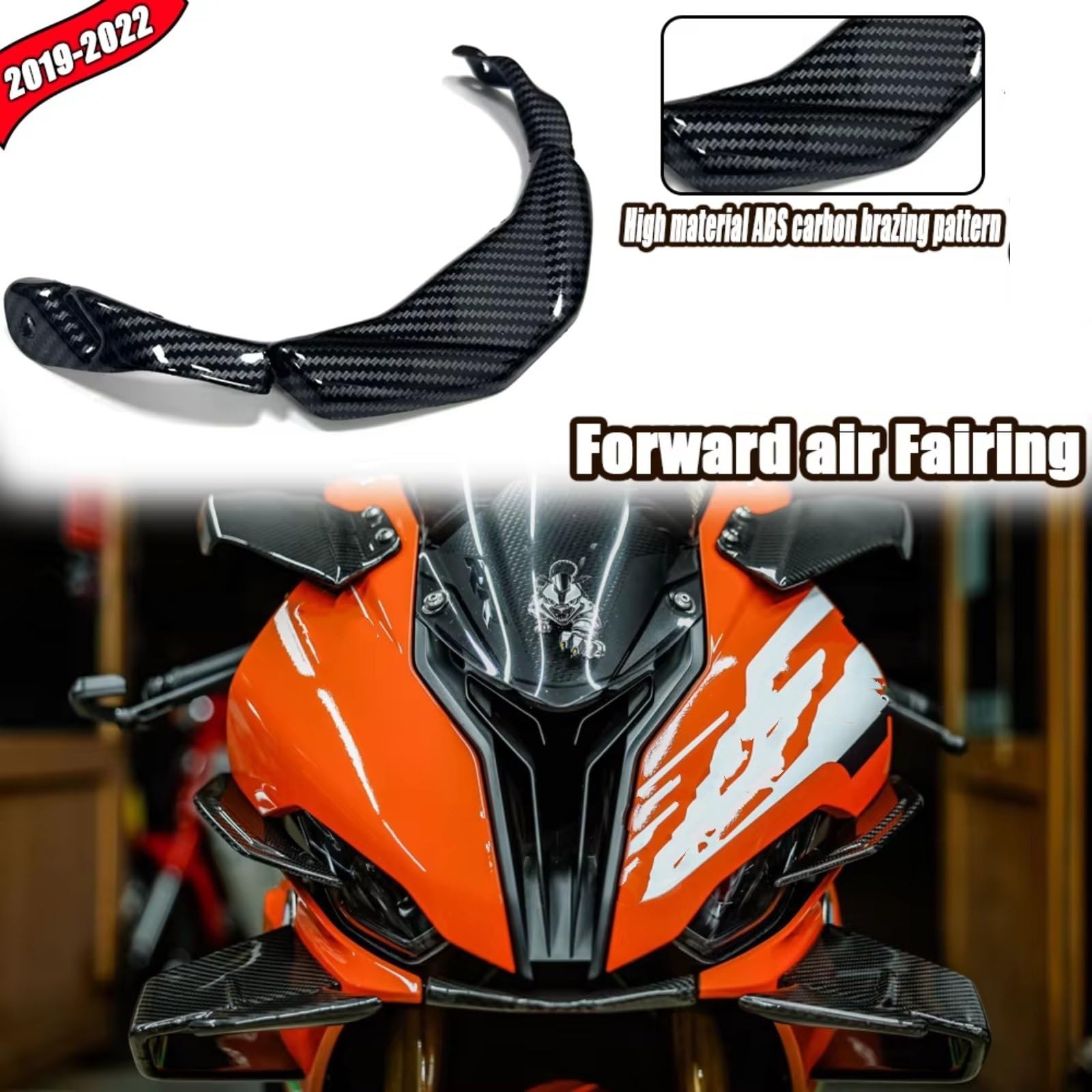 Motorrad-Flügelspoiler Für S1000RR 2019-2022 Aerodynamisches Winglet | Motorradzubehör Vorwärtsverkleidung Winglets Verkleidung(Glossy black)