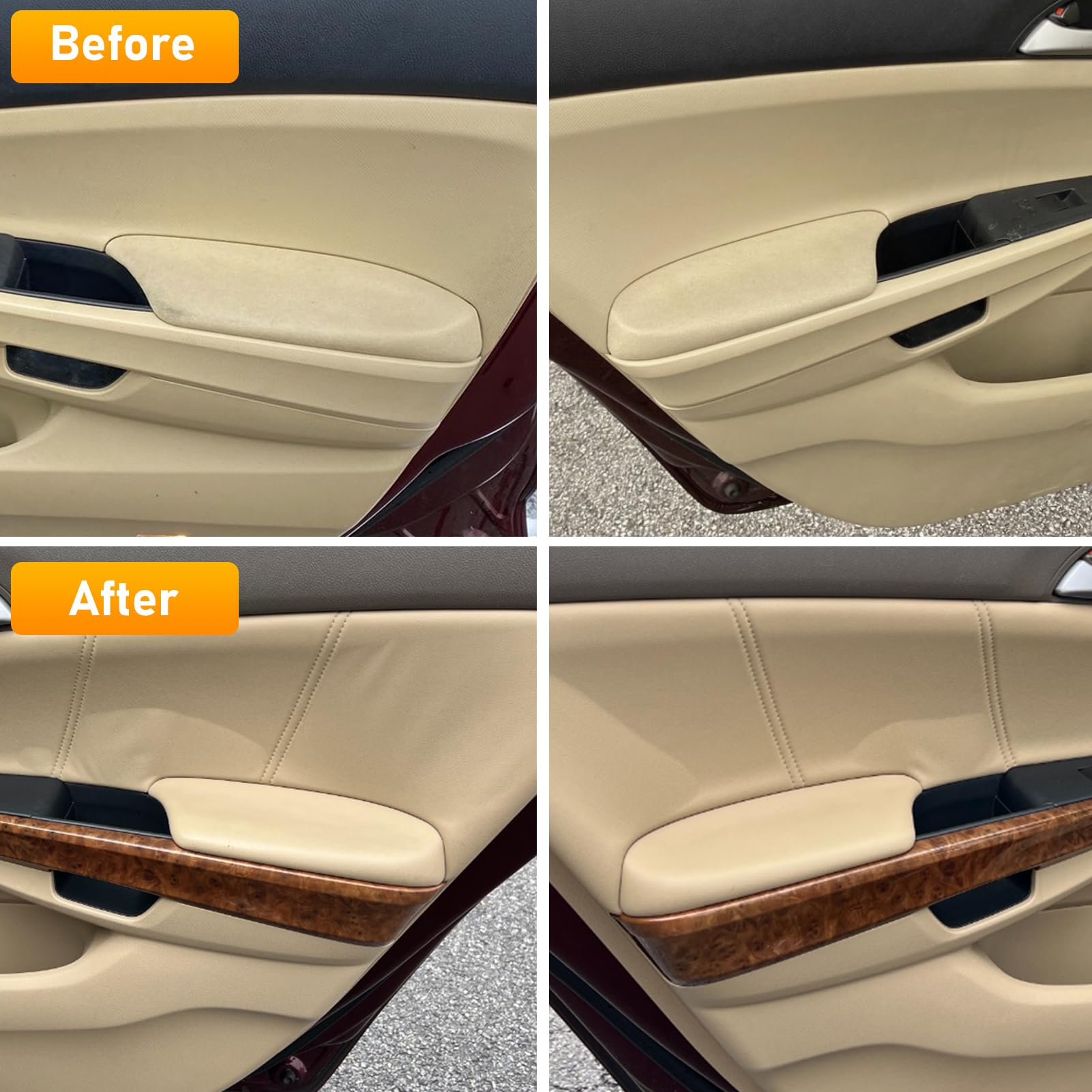 Beige Door Armrest Cover & Base Plate For 2008-2012 Honda Accord Sedan | Left & Right Sides