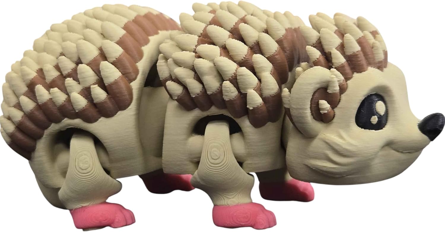Articulated Hedgehog Figurine - Poseable Desk Companion and Collectible Shelf Decor - 3D Printed in Canada