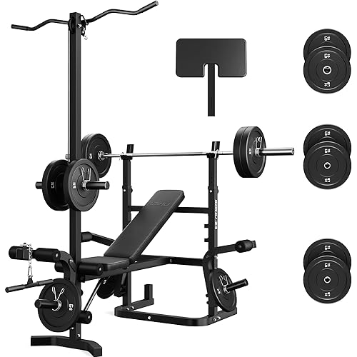 Z3 900LBS Olympic Weight Bench Set with Leg Extension, 9 in 1 Workout Press with Preacher Curl Pad and LAT Pulldown, Multi-Function Strength Training Bench for Home Gym