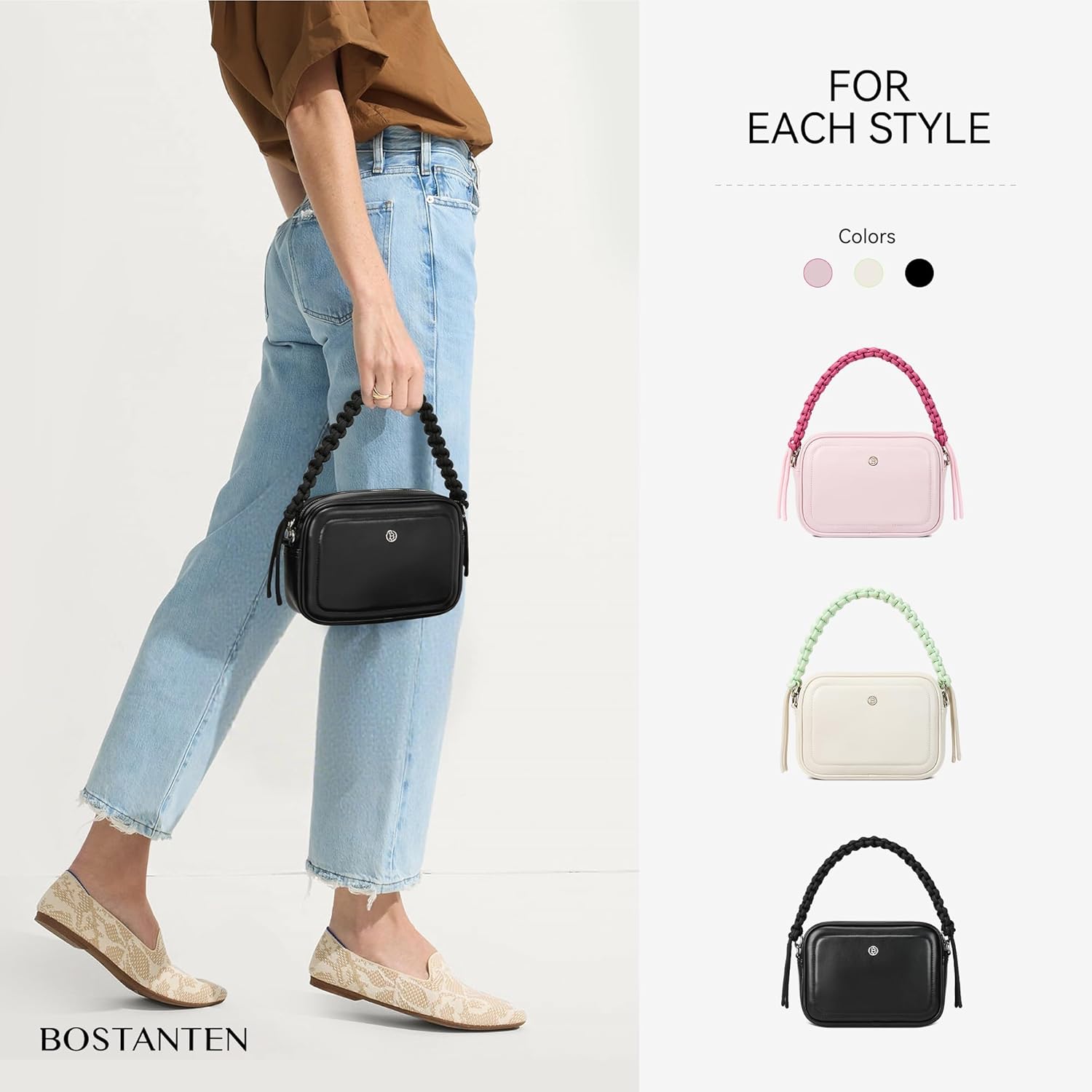 BOSTANTEN Small Crossbody Bags for Women Vegan Leather Shoulder Purses Trendy Small Handbags with Paracord Strap - Image 6