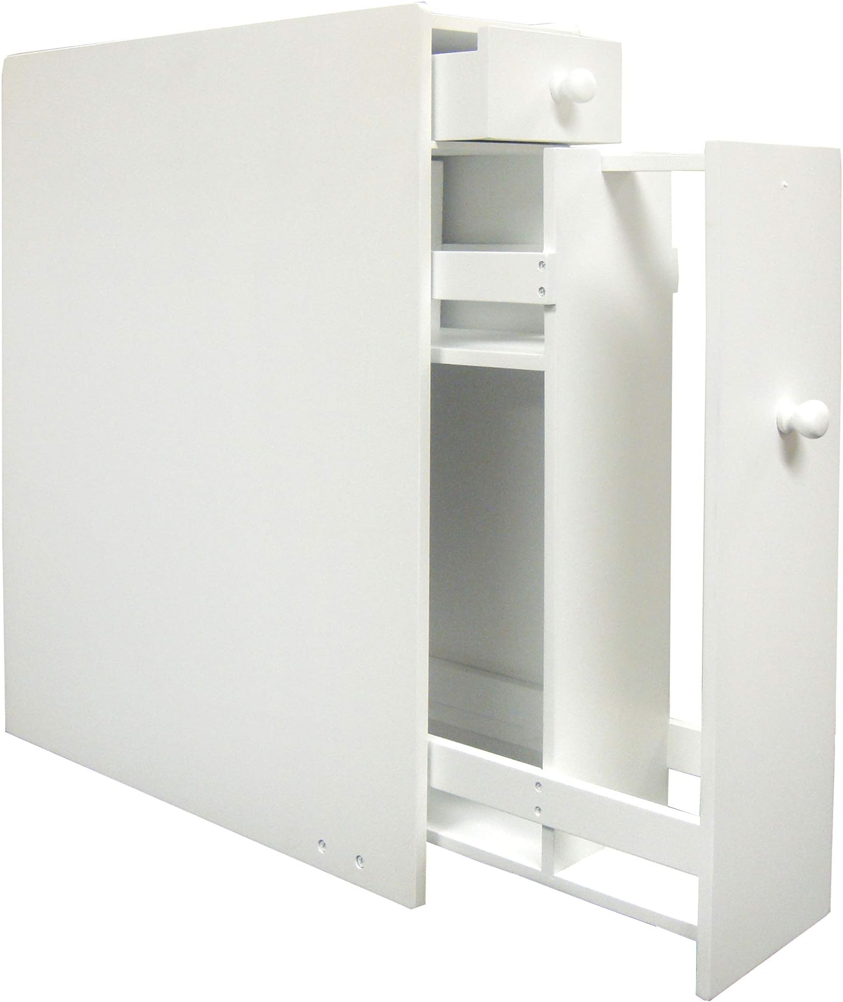 VidaNaticle Bathroom Floor Wood Cabinet in White, Fully Assembled. Ideal to Store Toilet Papers, Cleaning Products and Bathroom Accessories, 6.25 x 19.75 x 22.75 inches, White