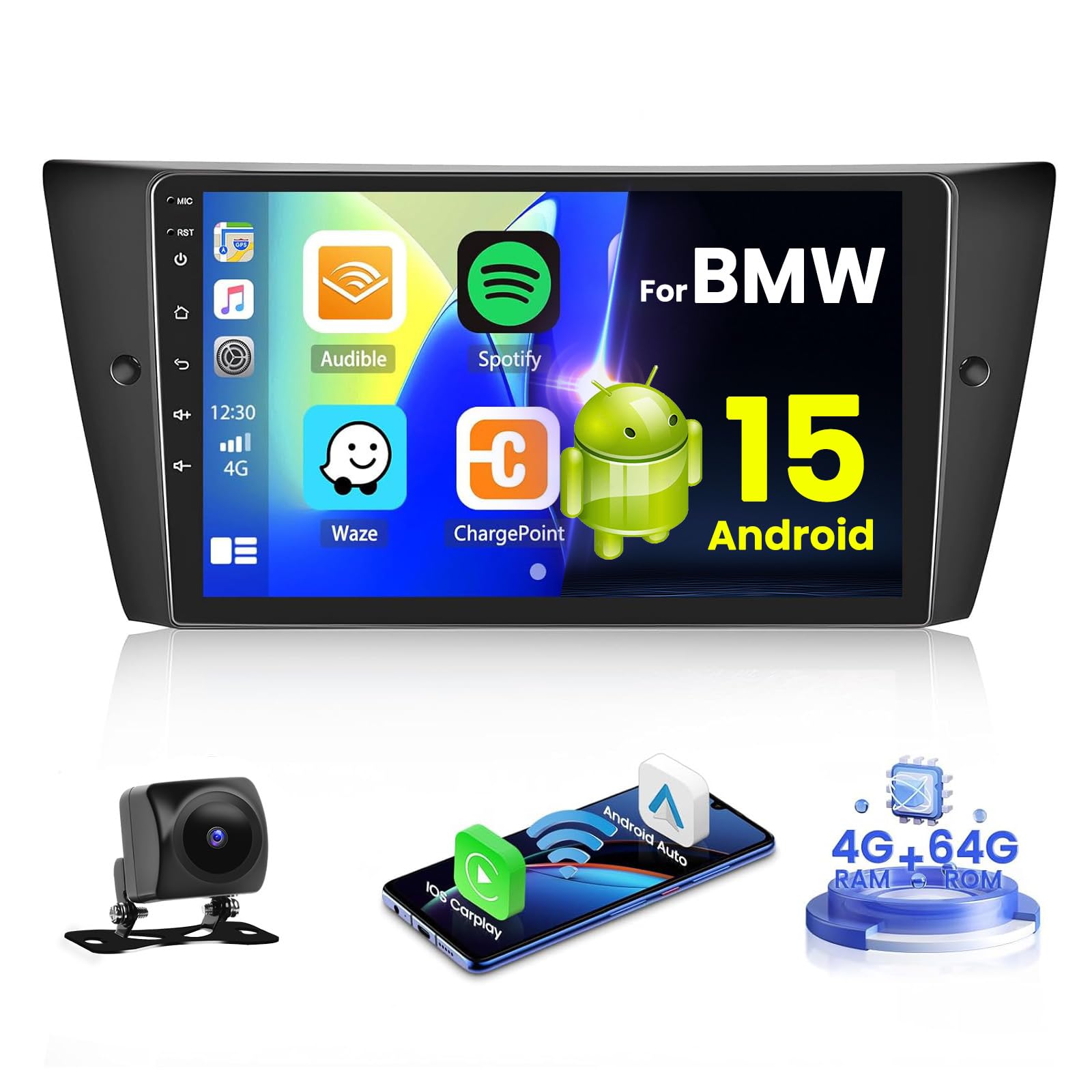 Autoradio Android 15 Pour BMW E46 (1999-2005) – Écran 9 Pouces, CarPlay/Android Auto Sans Fil, 4G+64G - 5